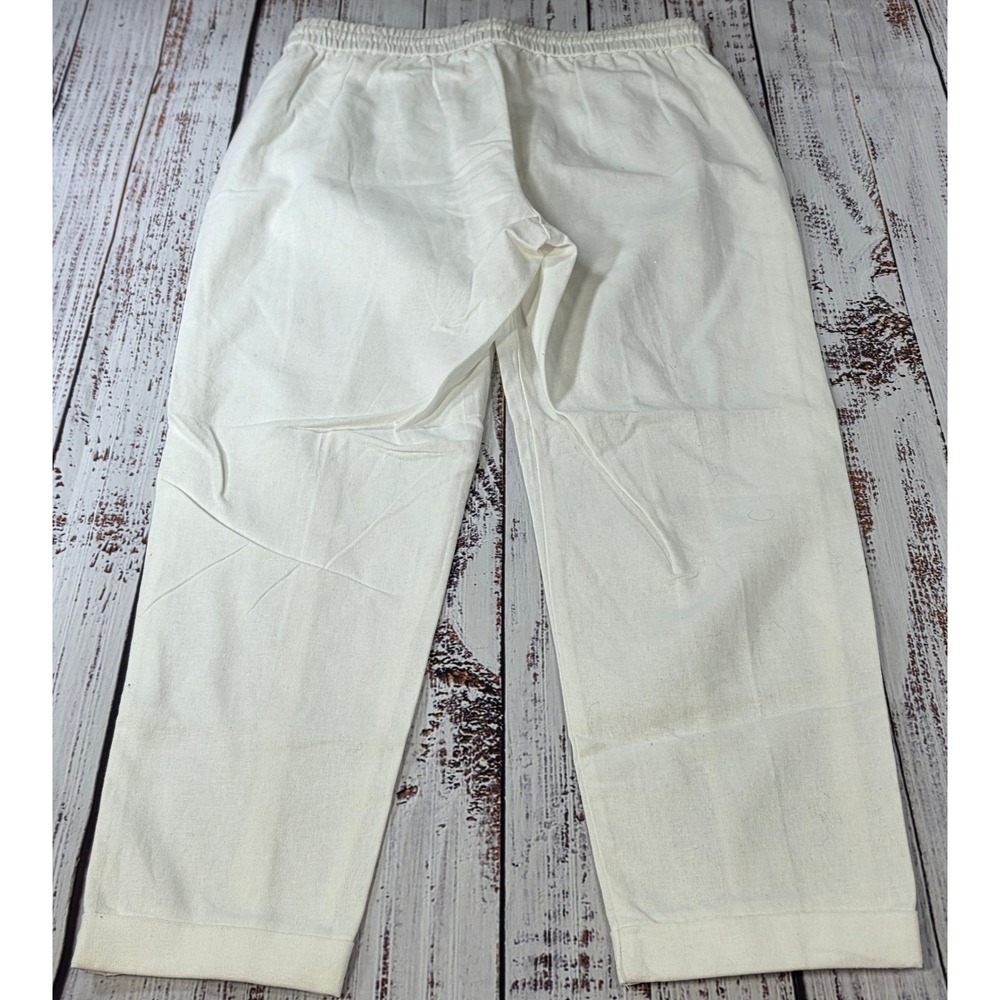 J. Crew Drawstring Pants Womens 4 White Excellent Linen Blend Front Pockets